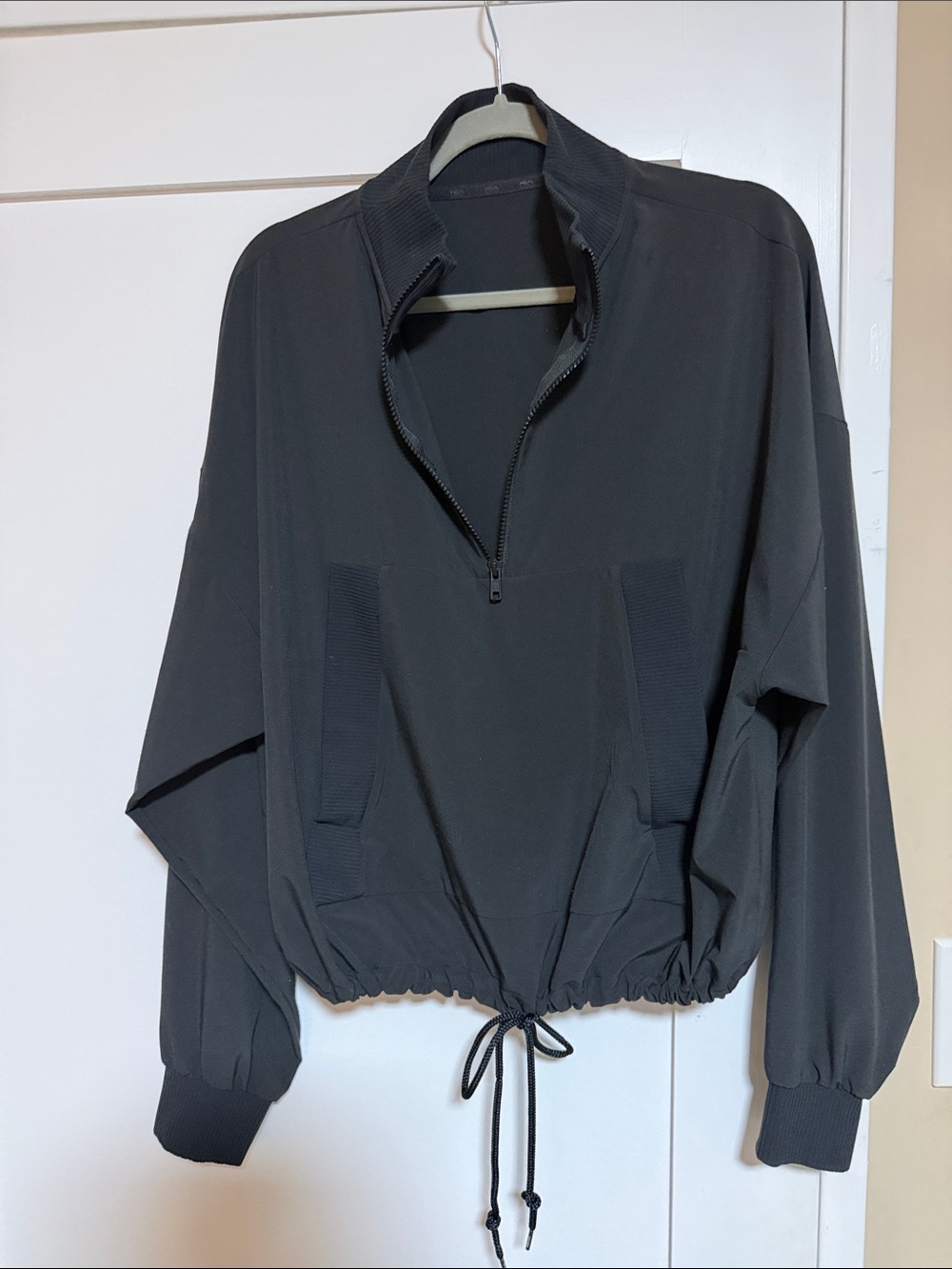 ALO Yoga Womens Black Half-Zip Drawstring Jacket